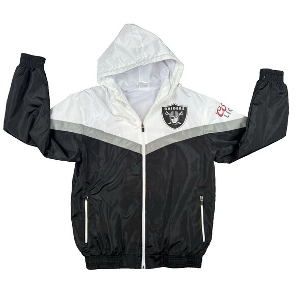 Coors Light NFL Raiders Windbreaker Jacket SZ Small Black/White/Grey - Picture 1 of 7